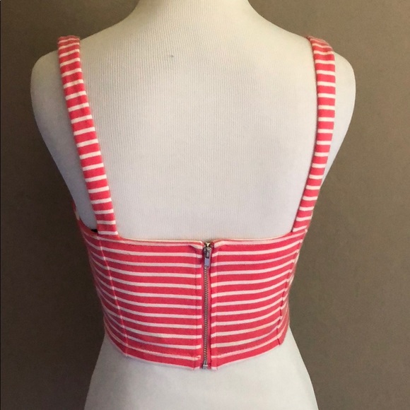 Coral and white striped crop top small from f21 - Picture 4 of 8